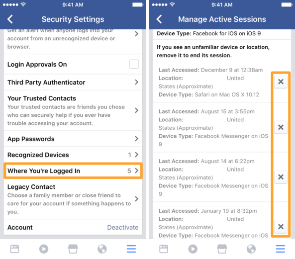 How to log out of all active Facebook sessions from your iPhone