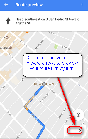Once you have selected your options, you can preview your route by clicking on the Preview icon on the map. See Figure 5.