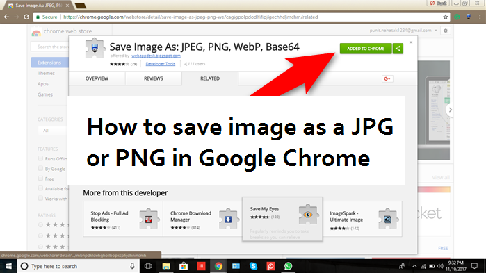 How to save image as a jpg or png in Google Chrome: