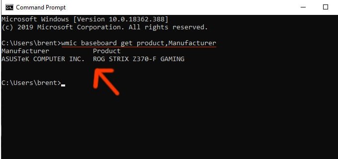 Check Your Motherboard With Command Prompt